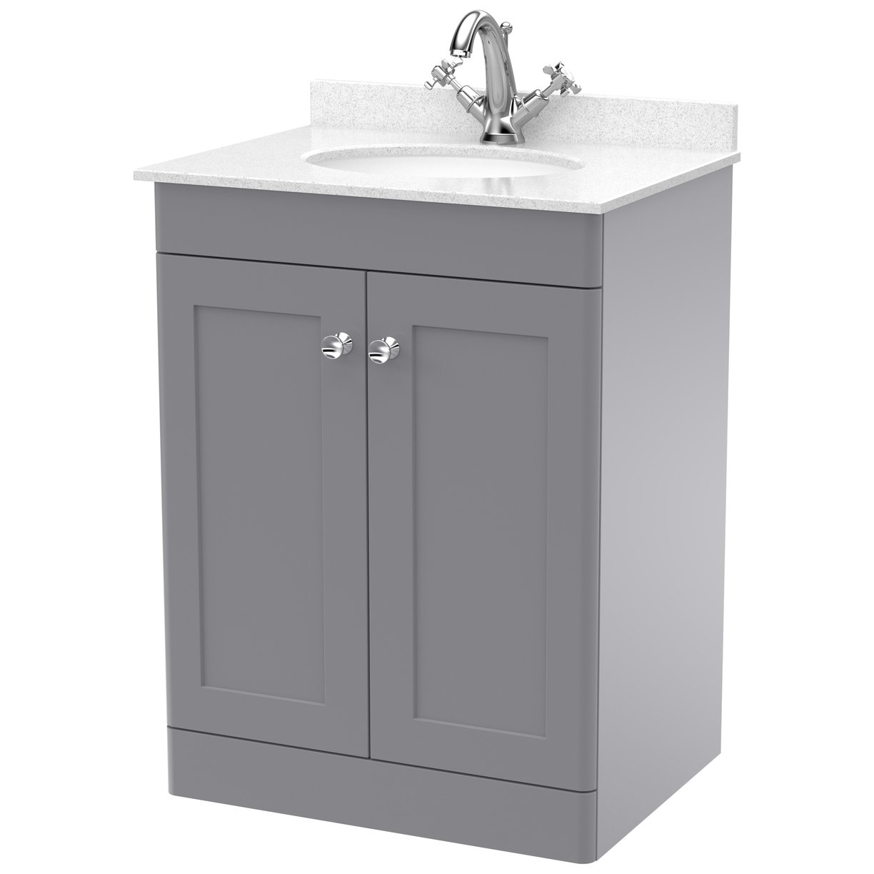 Classique 600mm Floor Standing 2-Door Vanity Unit & Marble Top