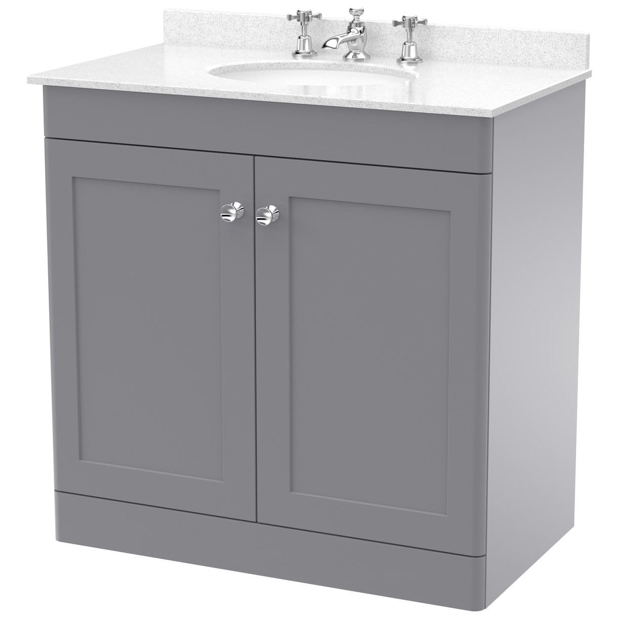 Classique 800mm Floor Standing 2-Door Vanity Unit & Marble Top (3 Tap Hole)