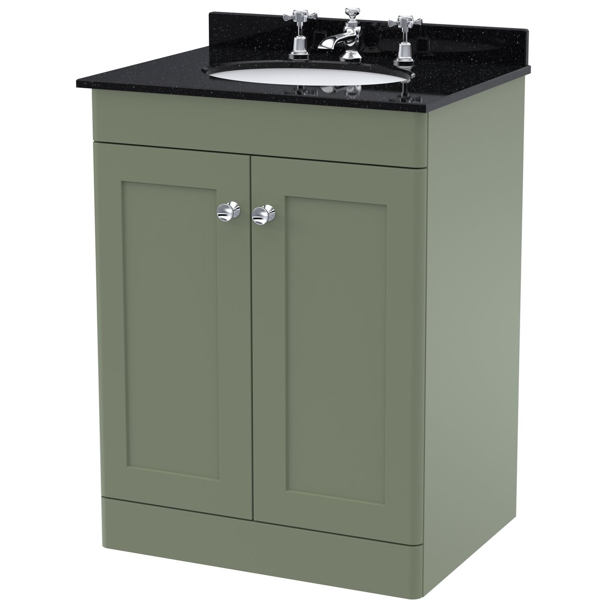 Classique 600mm Floor Standing 2-Door Vanity Unit & Marble Top (3 Tap Hole)