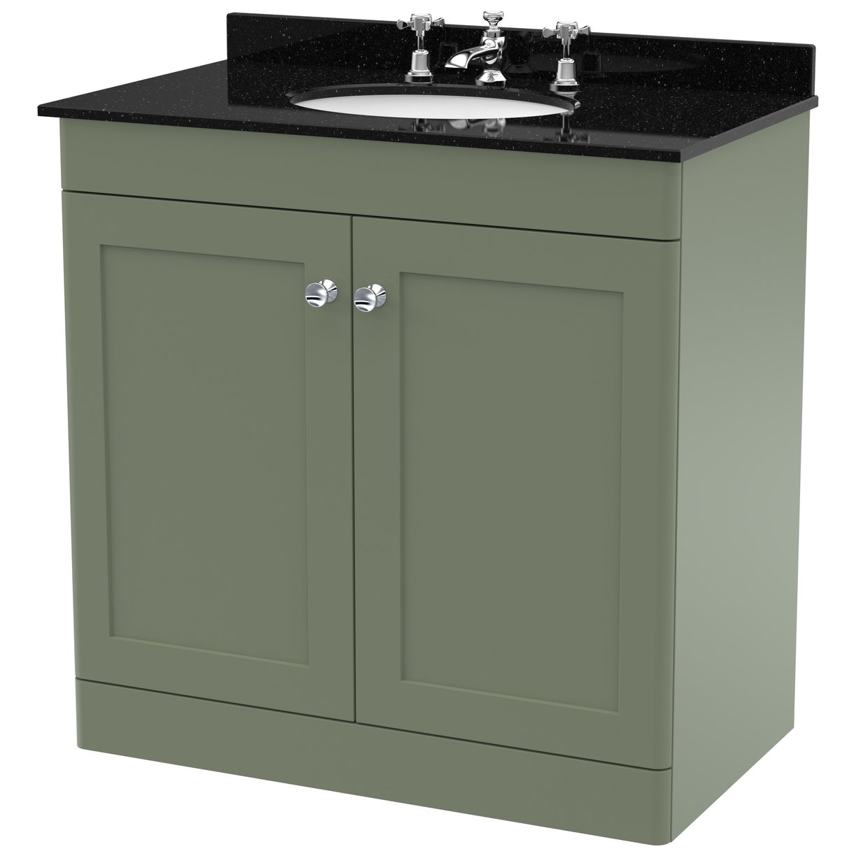 Classique 800mm Floor Standing 2-Door Vanity Unit & Marble Top (3 Tap Hole)