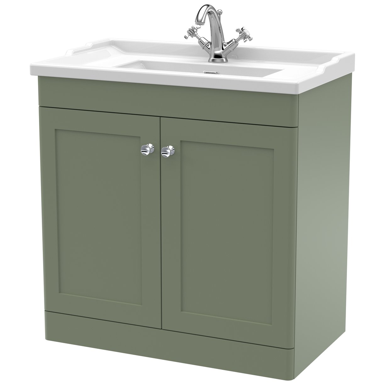 Classique 800mm Floor Standing 2-Door Vanity Unit & Ceramic Basin