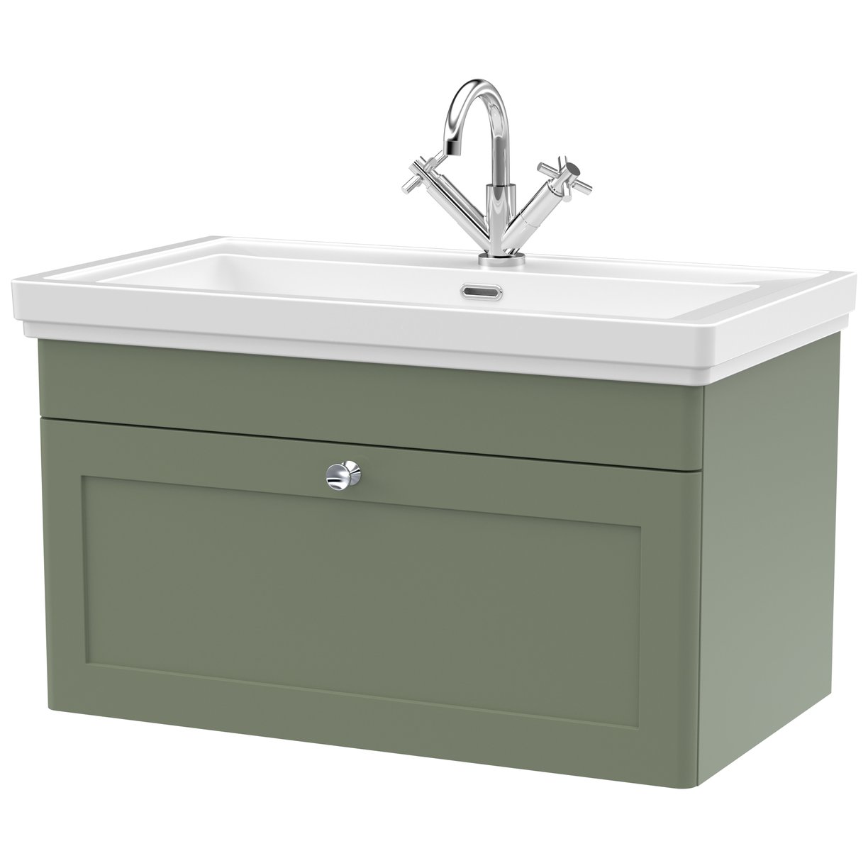 Classique 800mm Wall Hung 1-Drawer Vanity Unit & Ceramic Basin