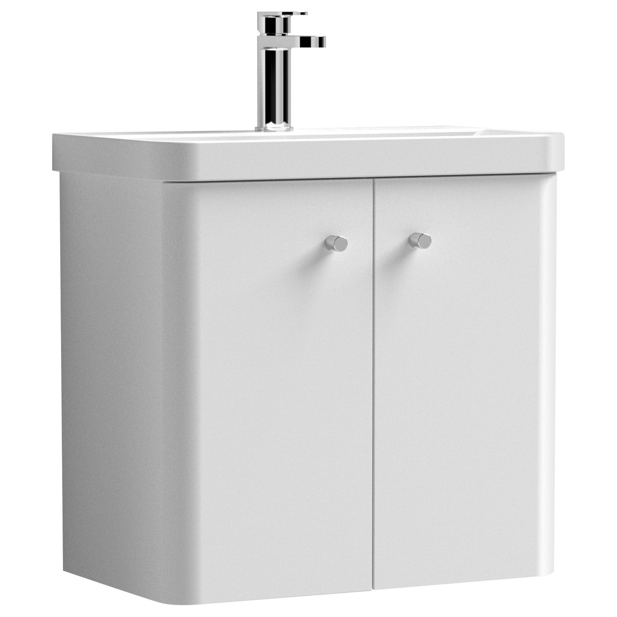 Core 600mm Wall Hung 2-Door Vanity Unit & Ceramic Basin