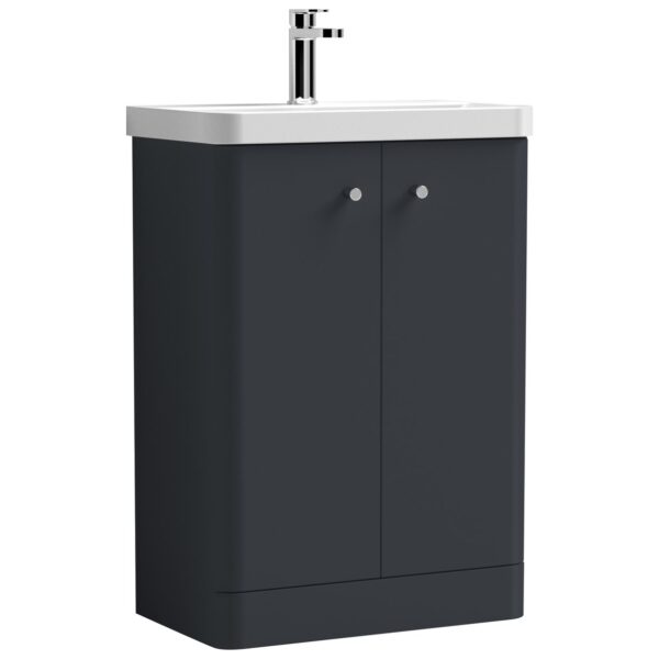 Core 600mm Floor Standing 2-Door Vanity Unit & Ceramic Basin