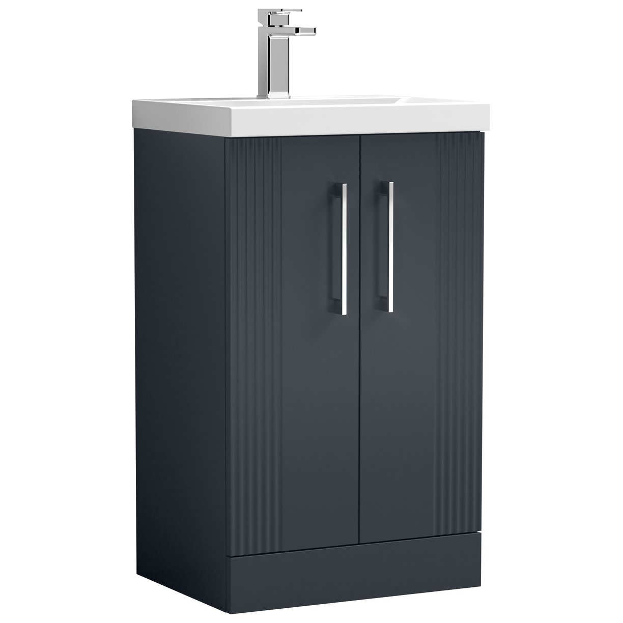Deco 500mm Floor Standing 2-Door Vanity Unity & Thin-Edge Ceramic Basin