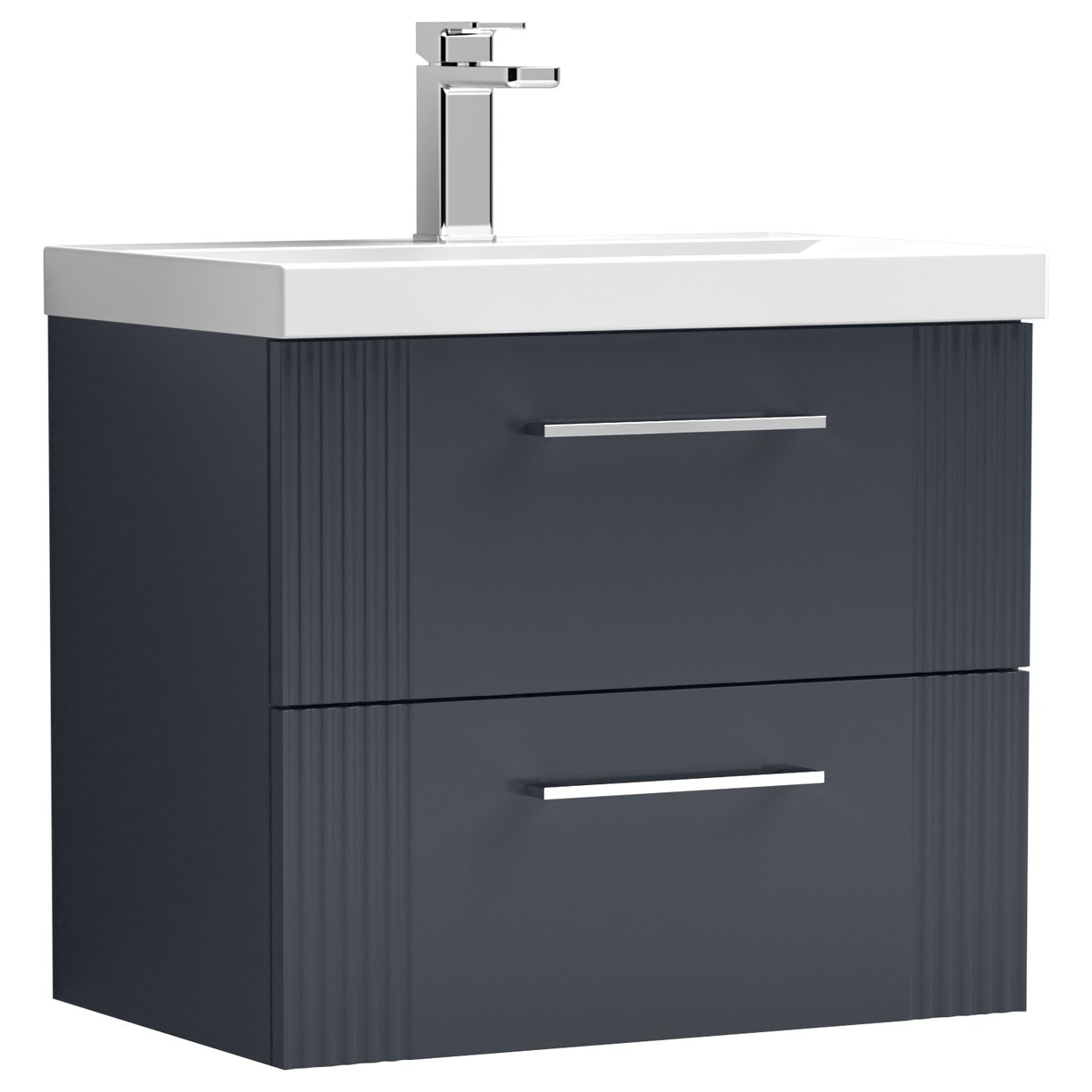 Deco 600mm Wall Hung 2-Drawer Vanity Unit & Thin-Edge Ceramic Basin