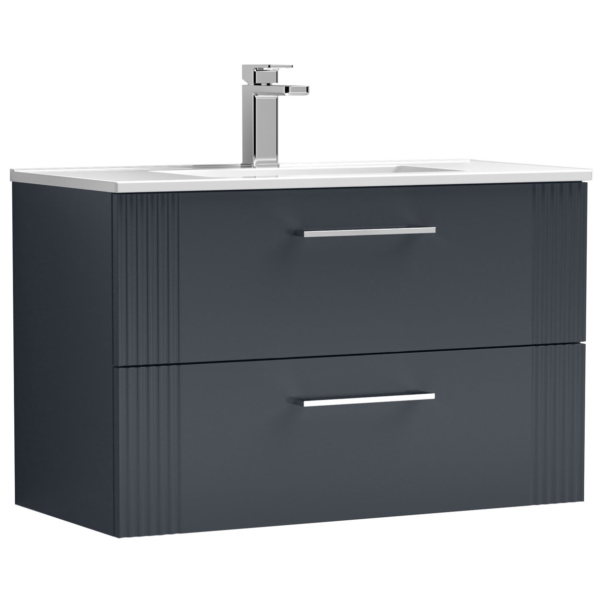 Deco 800mm Wall Hung 2-Drawer Vanity Unit & Minimalist Ceramic Basin