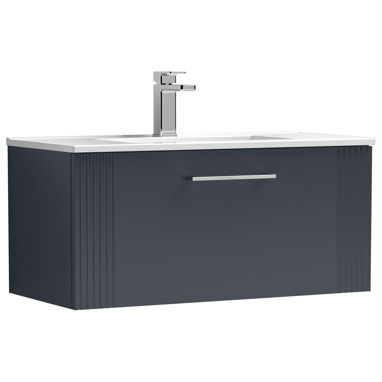 Deco 800mm Wall Hung 1-Drawer Vanity Unit & Minimalist Ceramic Basin