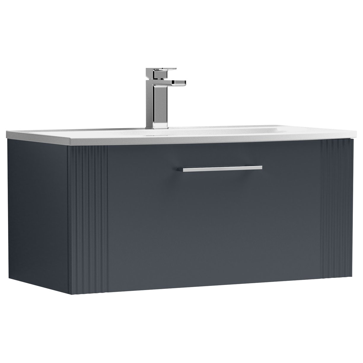 Deco 800mm Wall Hung 1-Drawer Vanity Unit & Curved Ceramic Basin