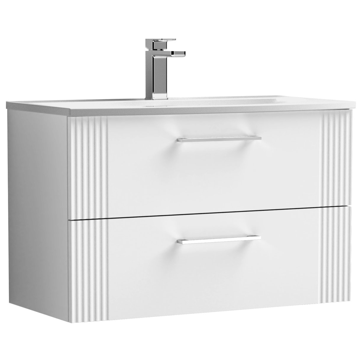 Deco 800mm Wall Hung 2-Drawer Vanity Unit & Curved Ceramic Basin