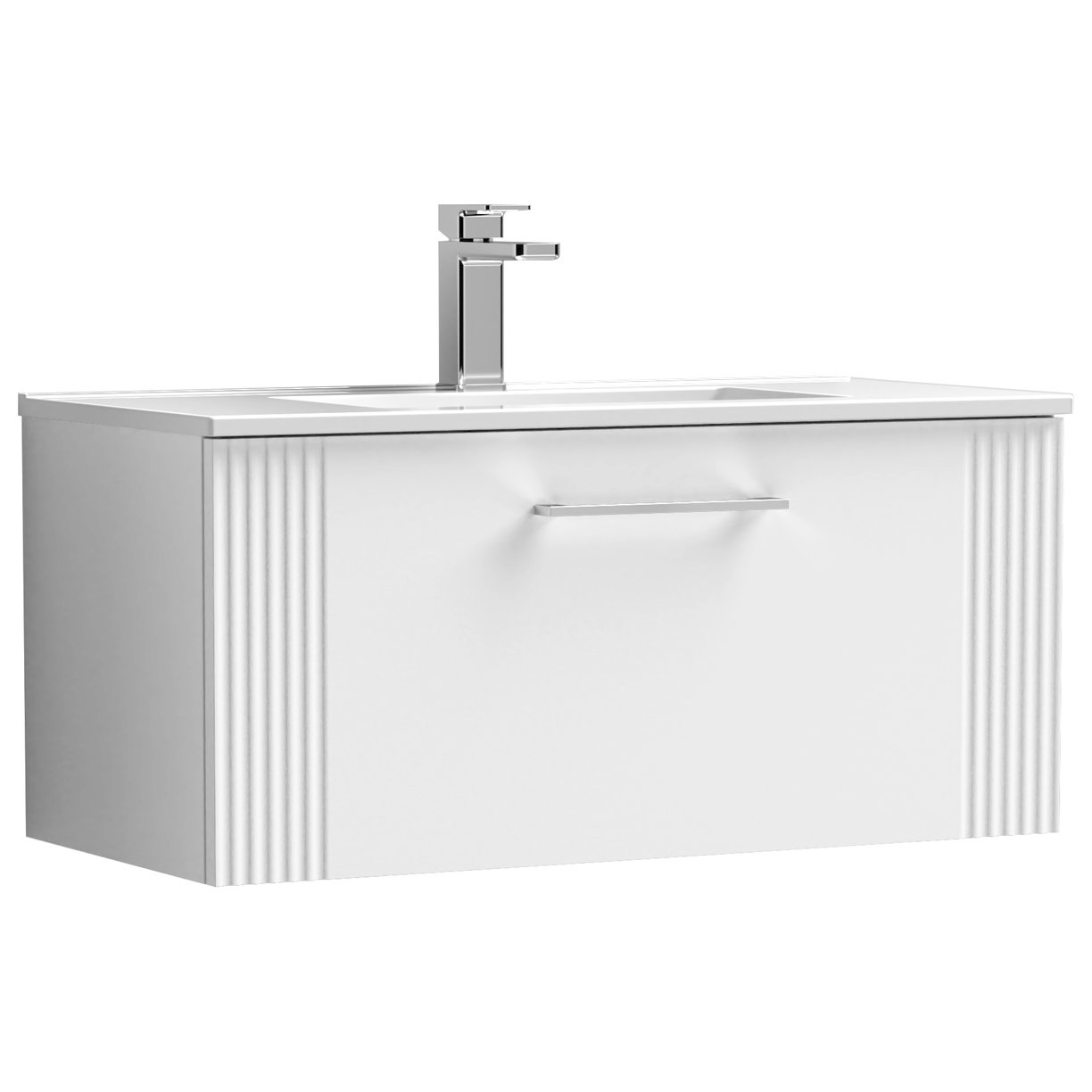 Deco 800mm Wall Hung 1-Drawer Vanity Unit & Minimalist Ceramic Basin