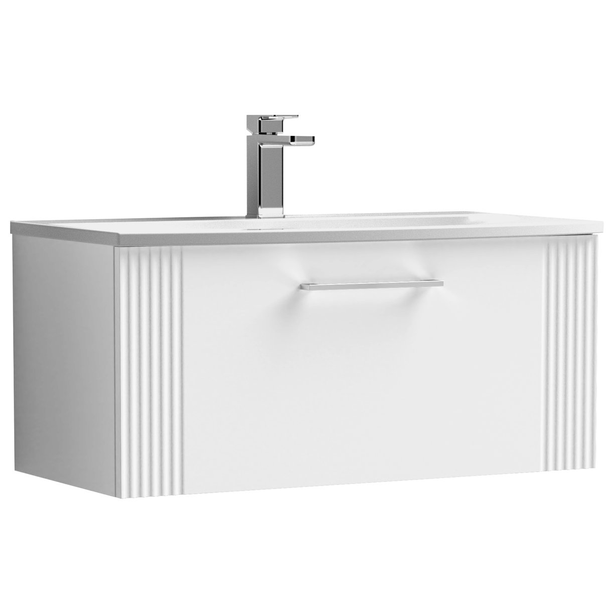 Deco 800mm Wall Hung 1-Drawer Vanity Unit & Curved Ceramic Basin