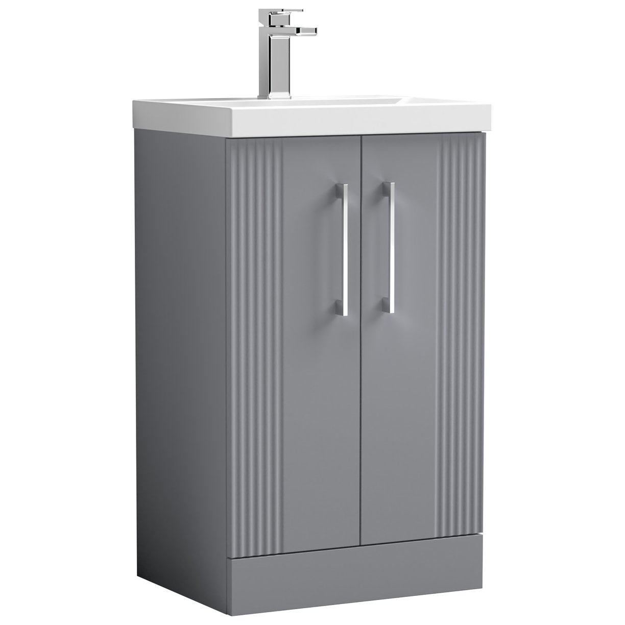 Deco 500mm Floor Standing 2-Door Vanity Unity & Mid-Edge Ceramic Basin