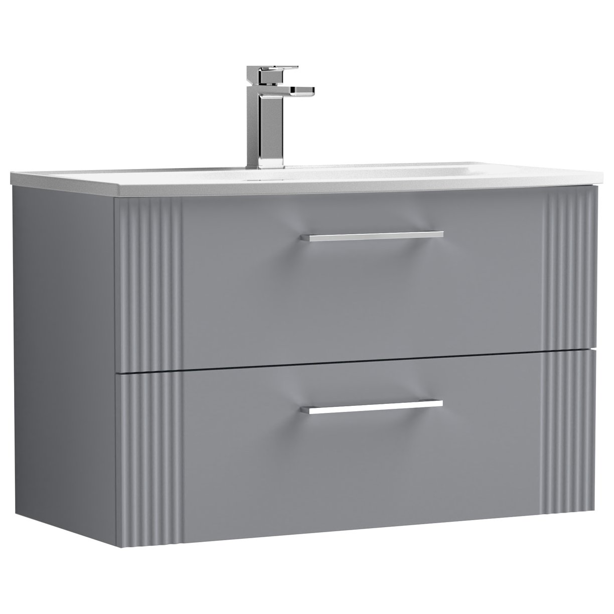Deco 800mm Wall Hung 2-Drawer Vanity Unit & Curved Ceramic Basin
