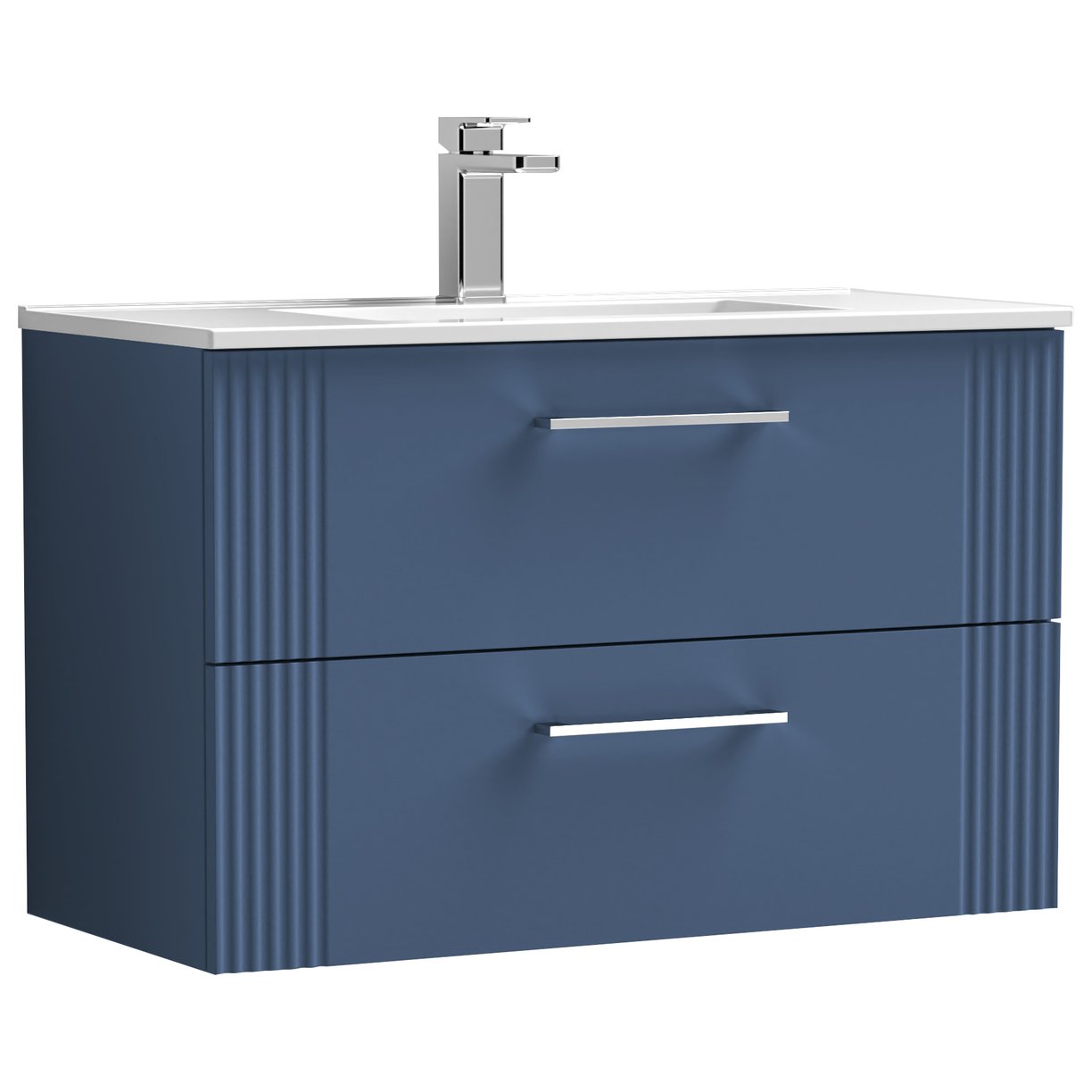 Deco 800mm Wall Hung 2-Drawer Vanity Unit & Minimalist Ceramic Basin