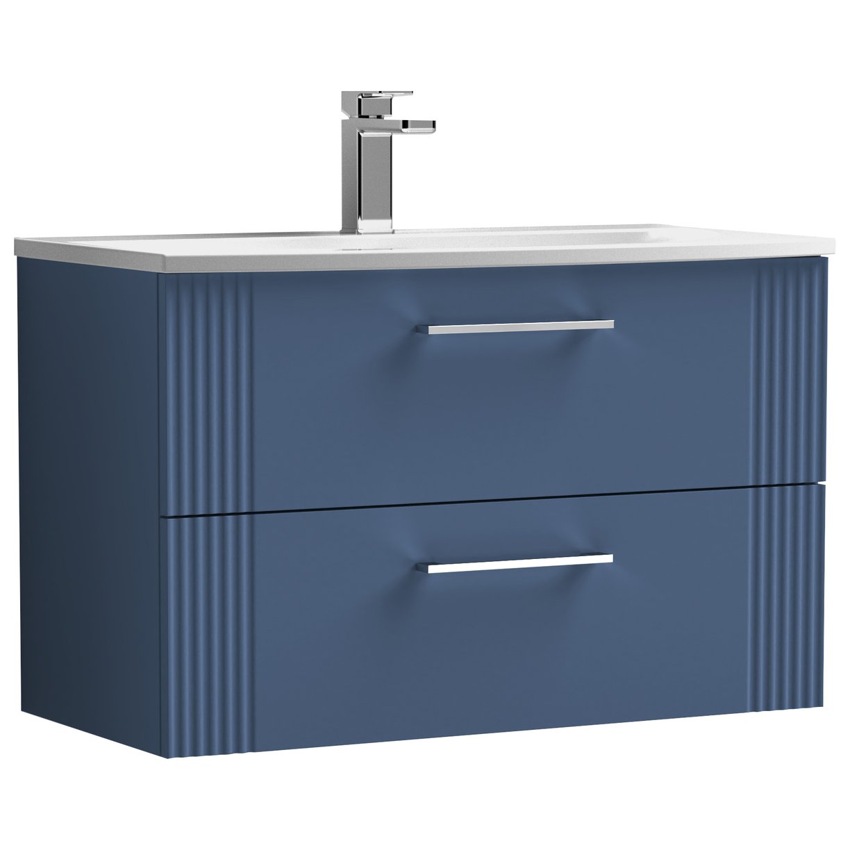 Deco 800mm Wall Hung 2-Drawer Vanity Unit & Curved Ceramic Basin
