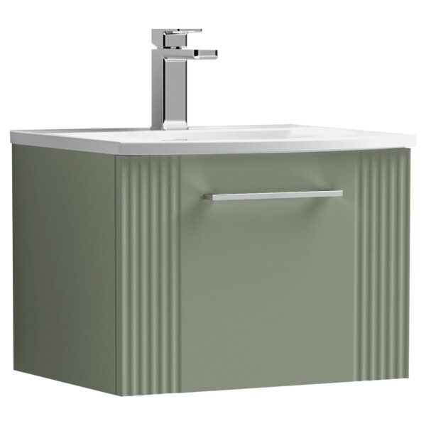 Deco 500mm Wall Hung 1-Drawer Vanity Unity & Curved Ceramic Basin