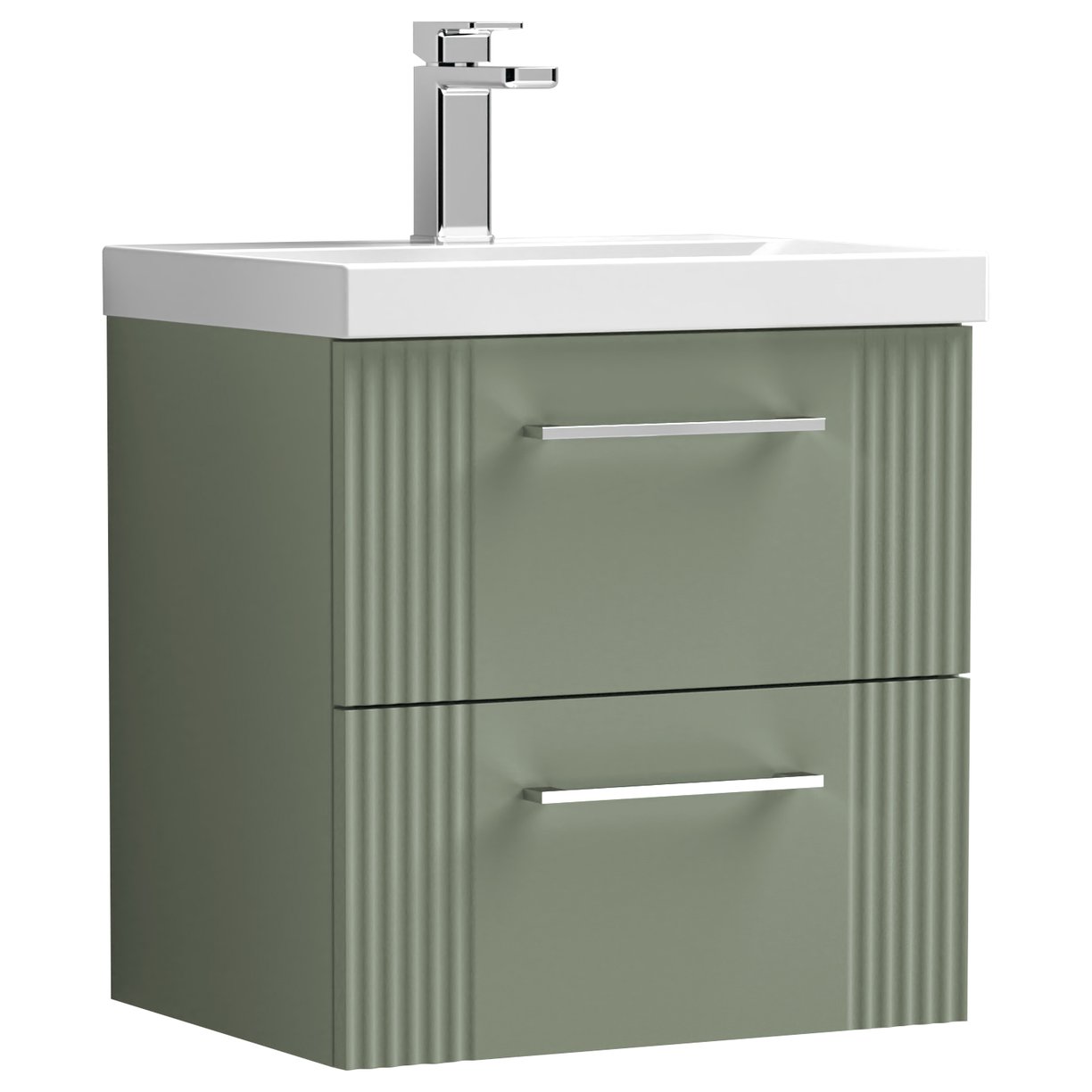 Deco 500mm Wall Hung 2-Drawer Vanity Unity & Thin-Edge Ceramic Basin