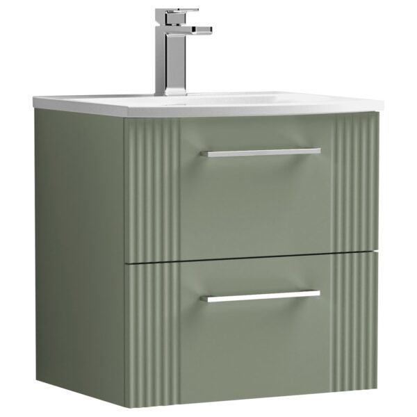 Deco 500mm Wall Hung 2-Drawer Vanity Unity & Curved Ceramic Basin