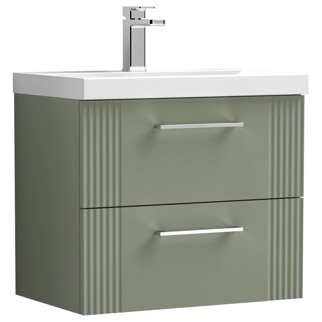 Deco 600mm Wall Hung 2-Drawer Vanity Unit & Mid-Edge Ceramic Basin