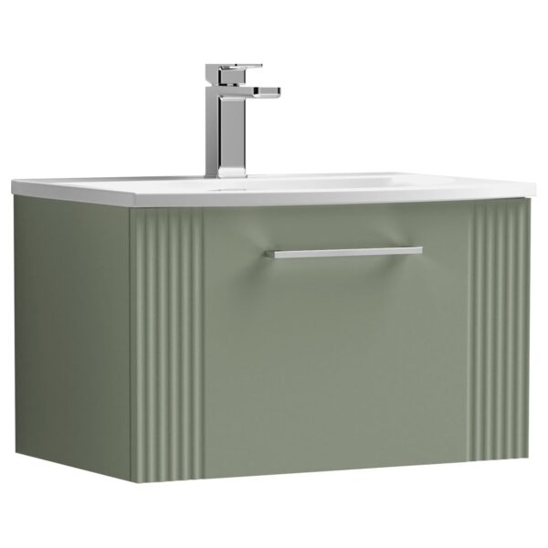 Deco 600mm Wall Hung 1-Drawer Vanity Unit & Curved Ceramic Basin