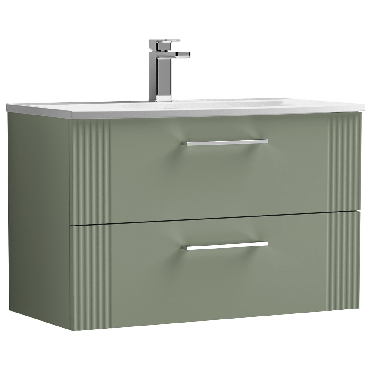 Deco 800mm Wall Hung 2-Drawer Vanity Unit & Curved Ceramic Basin
