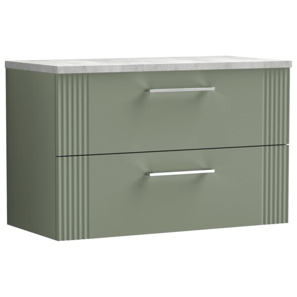 Deco 800mm Wall Hung 2-Drawer Vanity Unit & Laminate Worktop