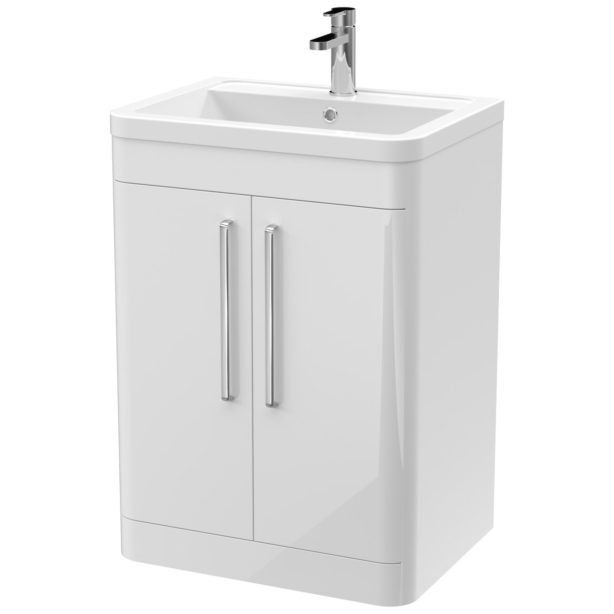 Parade 600mm Floor Standing 2-Door Vanity Unit & Polymarble Basin