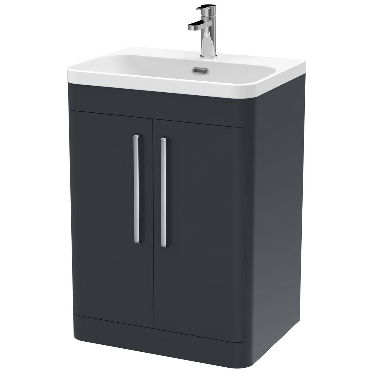 Parade 600mm Floor Standing 2-Door Vanity Unit & Thin-Edge Ceramic Basin