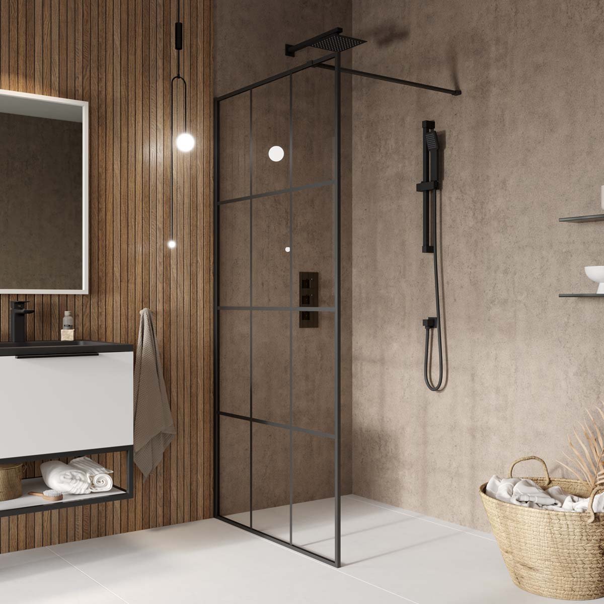 Forte Grid Wetroom Screen 700mm
