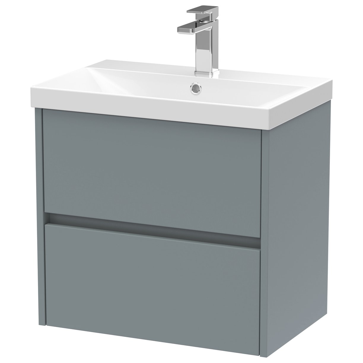 Havana 600mm Wall Hung 2-Drawer Vanity Unit & Thin-Edge Ceramic Basin