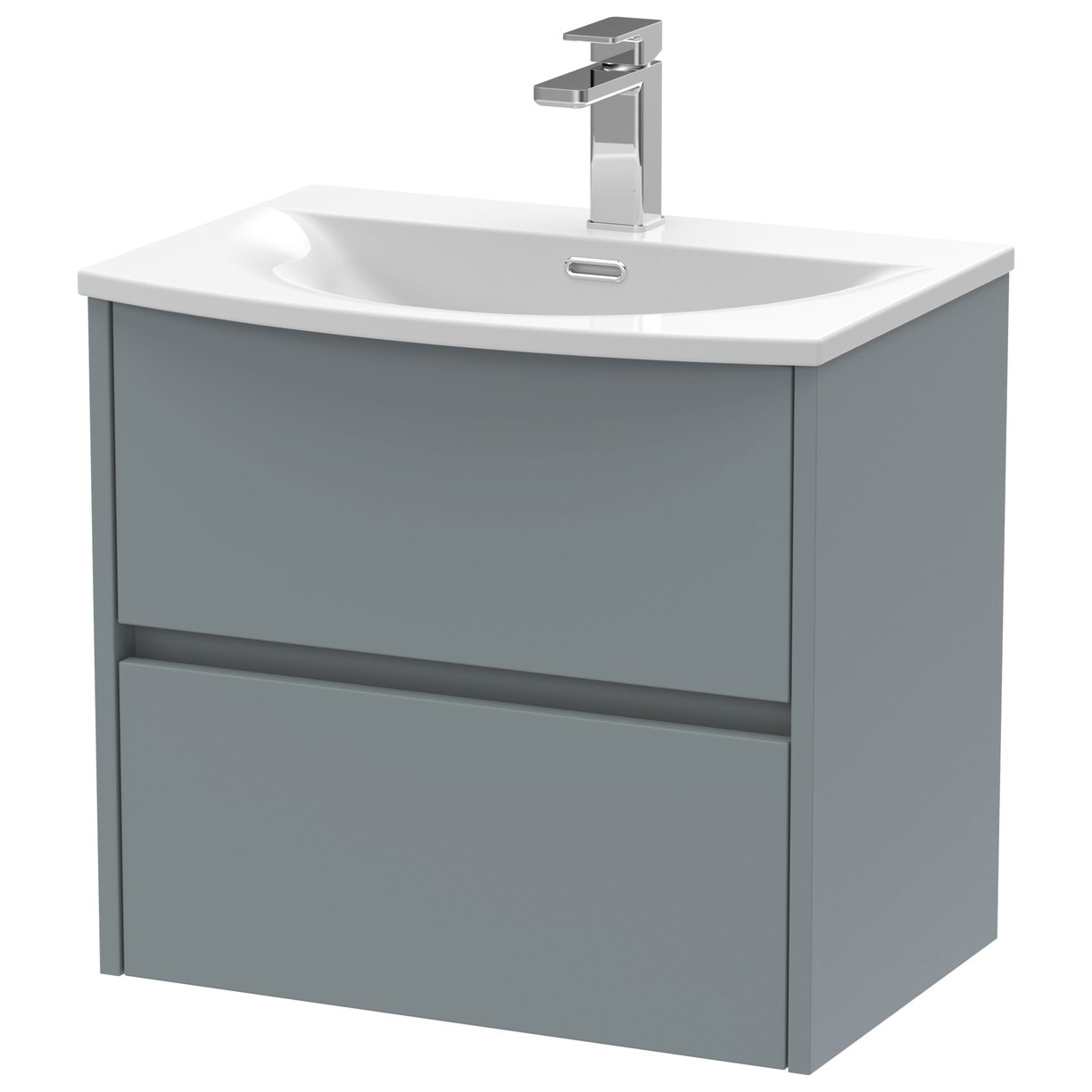 Havana 600mm Wall Hung 2-Drawer Vanity Unit & Curved Ceramic Basin