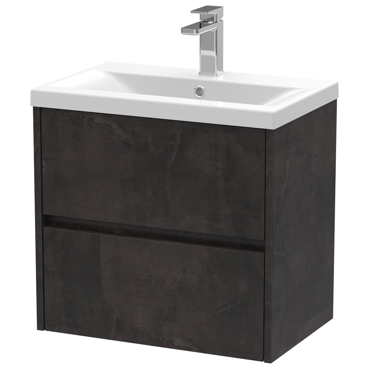 Havana 600mm Wall Hung 2-Drawer Vanity Unit & Mid-Edge Ceramic Basin
