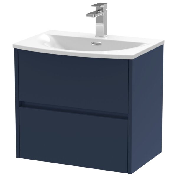 Havana 600mm Wall Hung 2-Drawer Vanity Unit & Curved Ceramic Basin