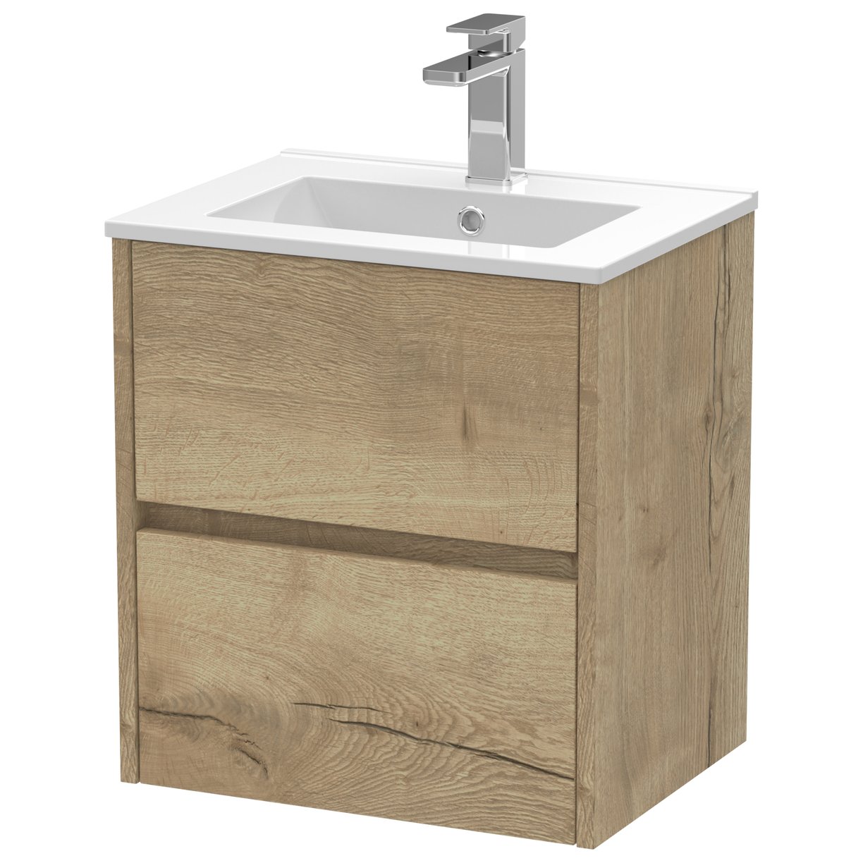 Havana 500mm Wall Hung 2-Drawer Vanity Unit & Minimalist Ceramic Basin