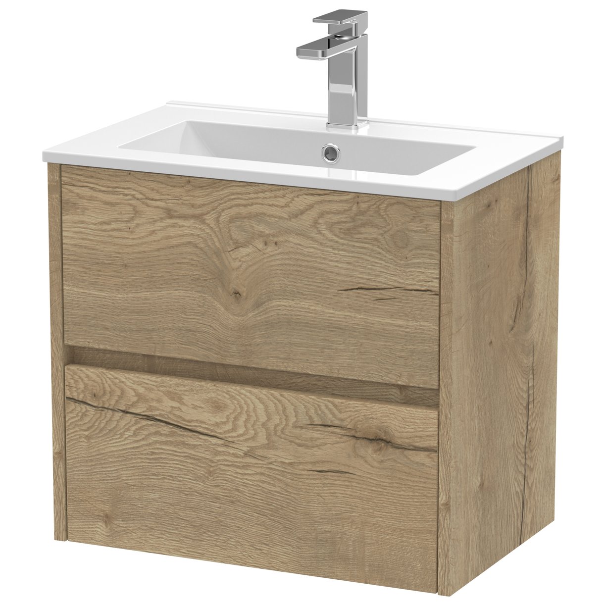 Havana 600mm Wall Hung 2-Drawer Vanity Unit & Minimalist Ceramic Basin