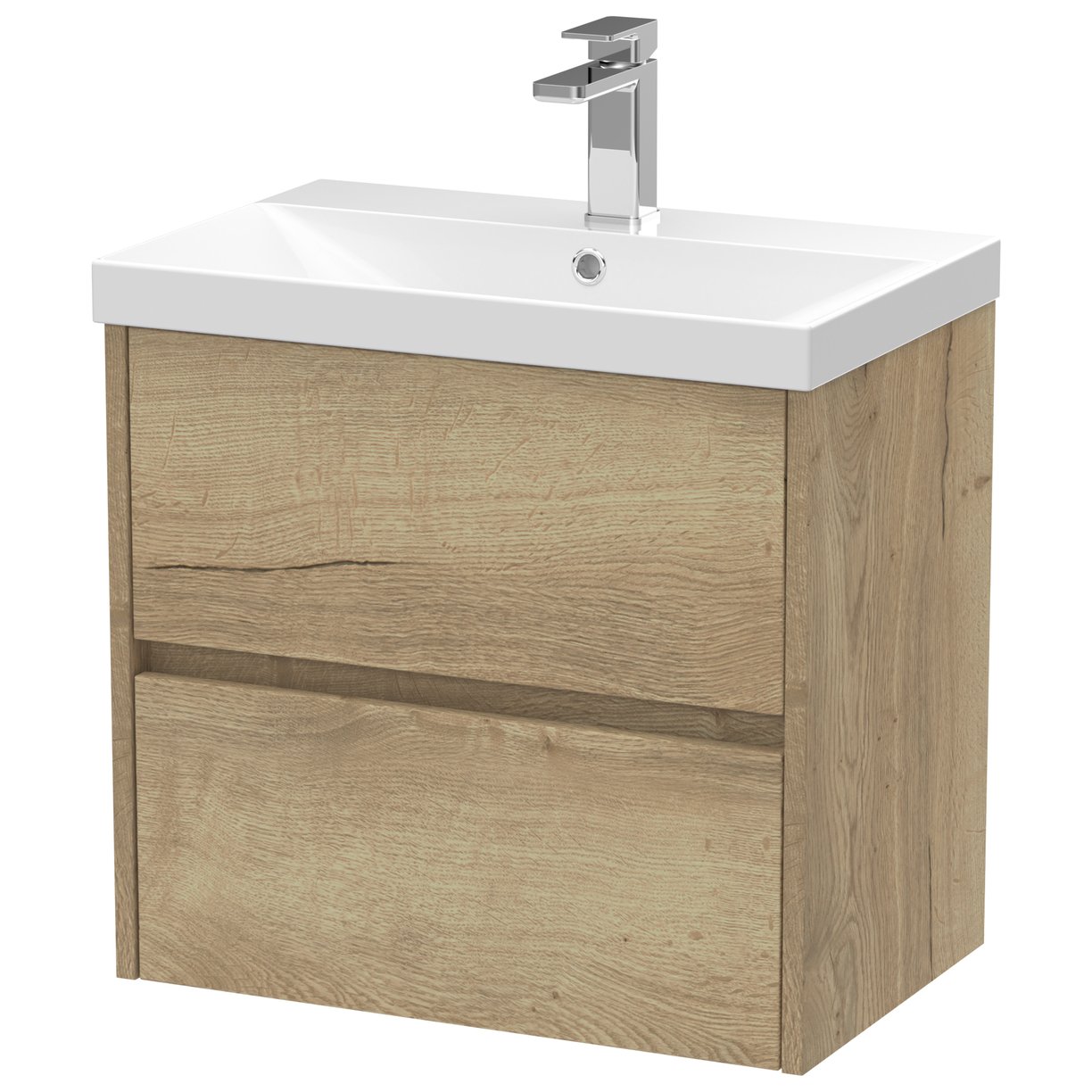 Havana 600mm Wall Hung 2-Drawer Vanity Unit & Thin-Edge Ceramic Basin