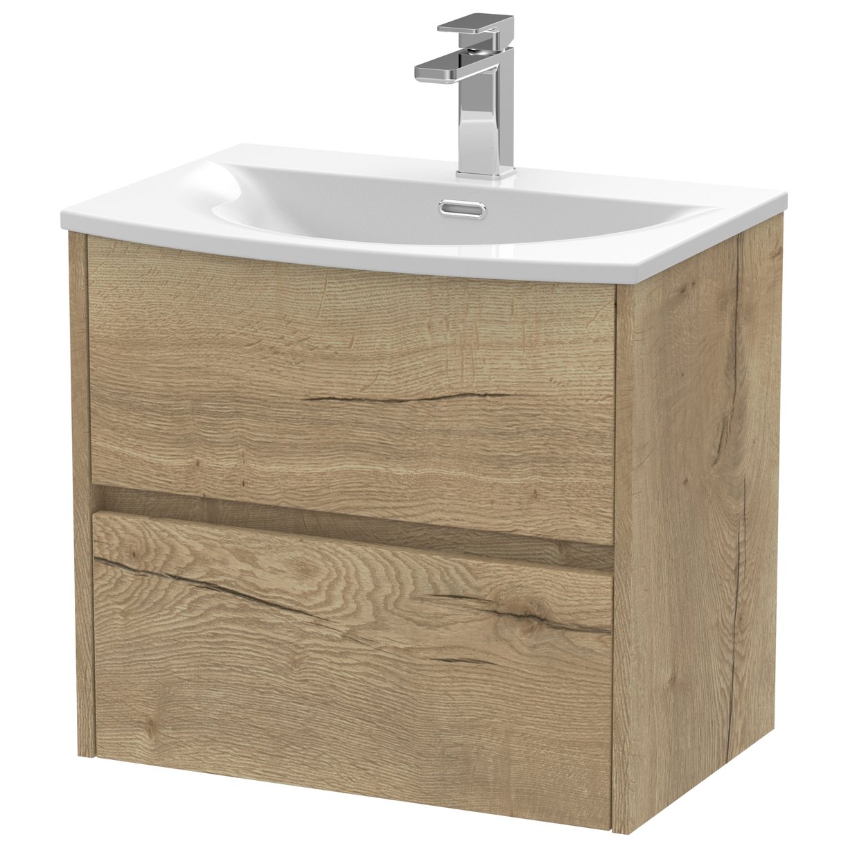 Havana 600mm Wall Hung 2-Drawer Vanity Unit & Curved Ceramic Basin