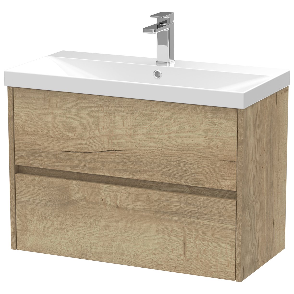 Havana 800mm Wall Hung 2-Drawer Vanity Unit & Thin-Edge Ceramic Basin