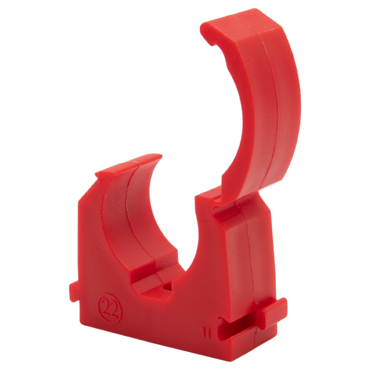 Hinged Single Pipe Clip 22mm Red (Pack of 50 - Sold In Singles)