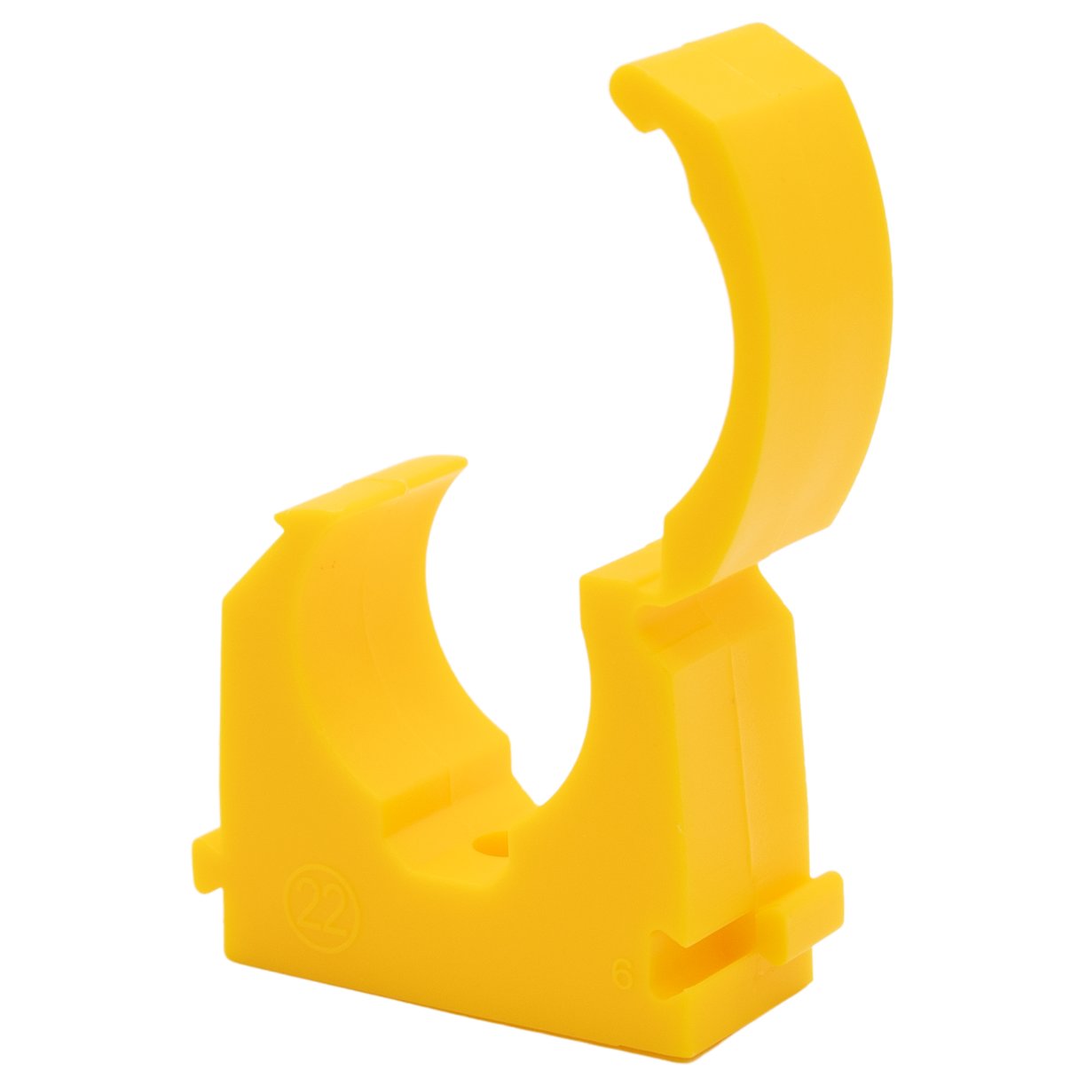 Hinged Single Pipe Clip 22mm Yellow (Pack of 50 - Sold In Singles)