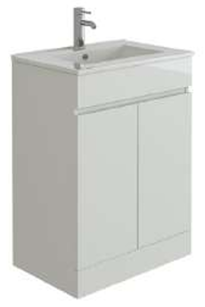 Vittoria 600 2 Door Gloss White Handleless Vanity Unit & Slim Edge Basin 