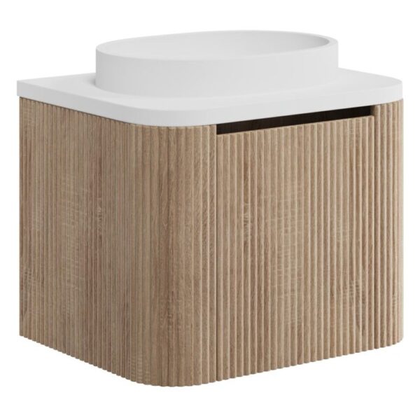 Linea 600 Curved Wall Hung Vanity Unit, Counter Top Basin & Frame
