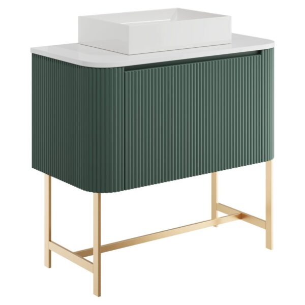 Linea 900 Curved Wall Hung Vanity Unit, Counter Top & Frame