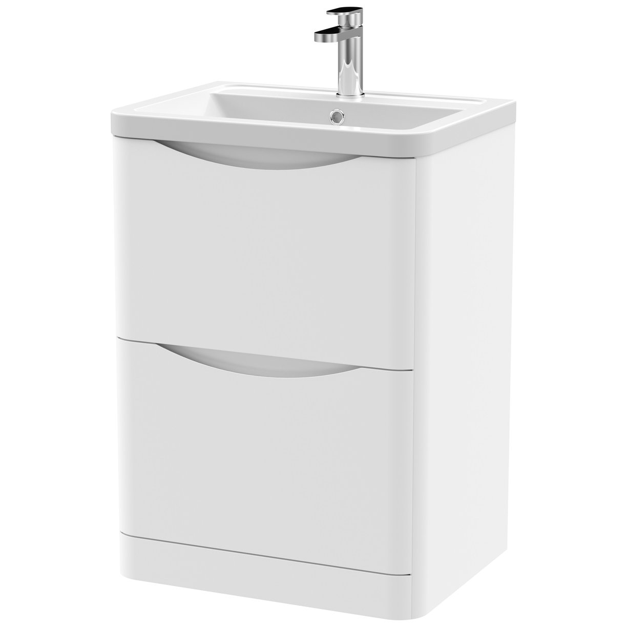 Lunar 600mm Floor Standing 2-Drawer Vanity Unit & Ceramic Basin