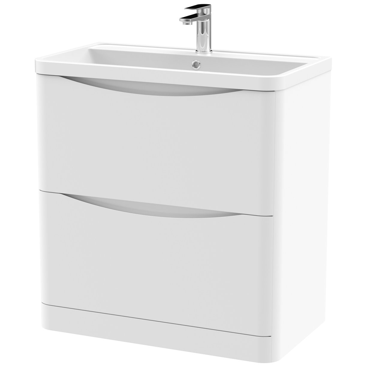 Lunar 800mm Floor Standing 2-Drawer Vanity Unit & Polymarble Basin