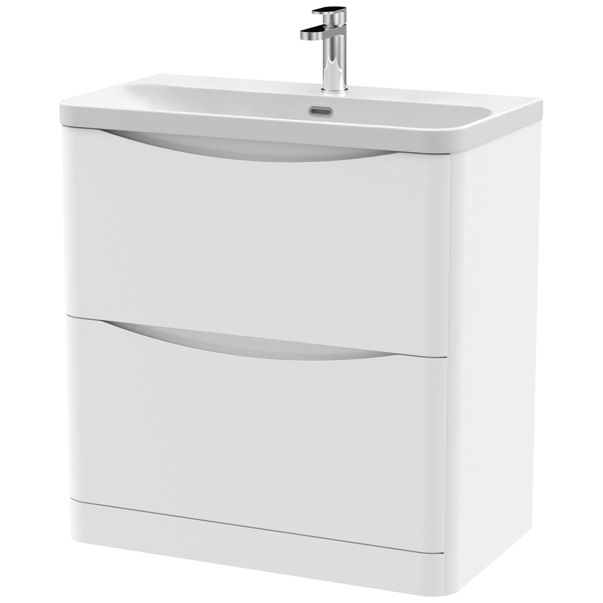 Lunar 800mm Floor Standing 2-Drawer Vanity & Thin-Edge Ceramic Basin