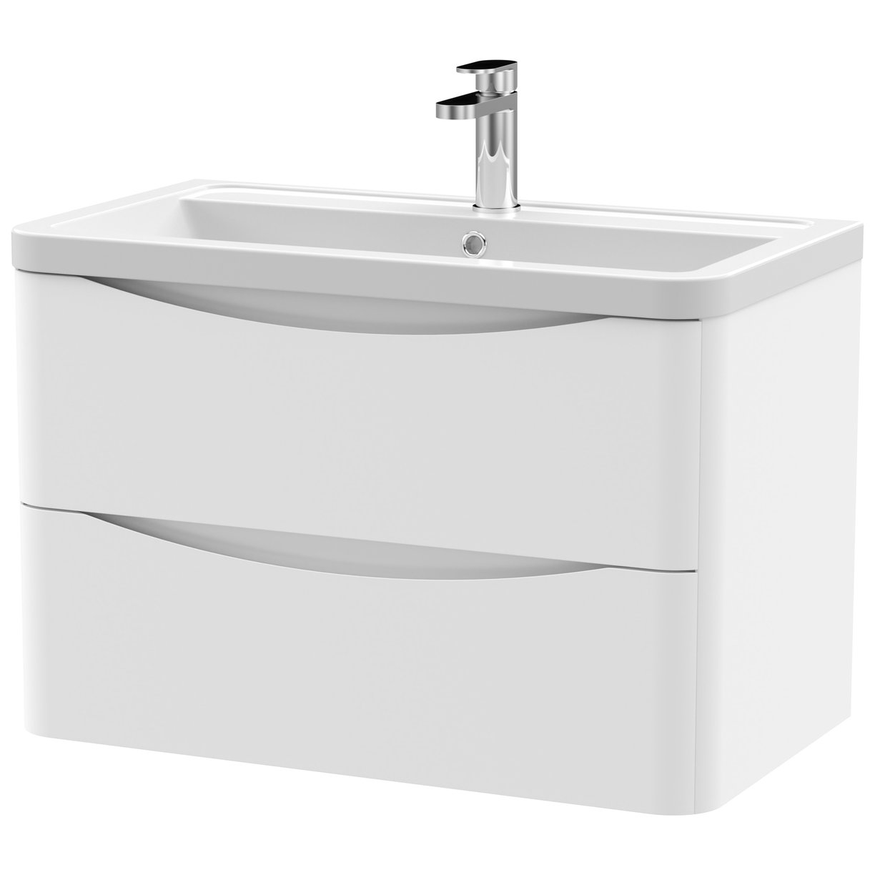 Lunar 800mm Wall Hung 2-Drawer Vanity Unit & Ceramic Basin