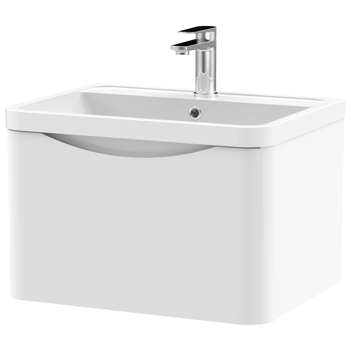 Lunar 600mm Wall Hung 1-Drawer Vanity Unit & Polymarble Basin
