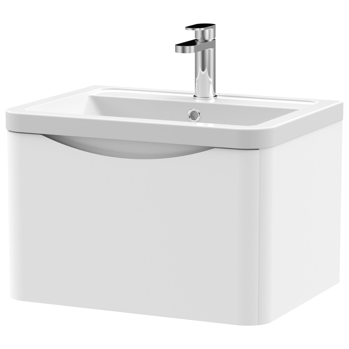 Lunar 600mm Wall Hung 1-Drawer Vanity Unit & Ceramic Basin